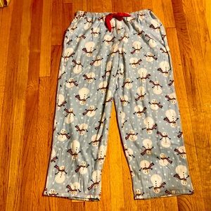 Women’s Light Blue Snowman Fleece Lounge Pants. Size XL.NWT